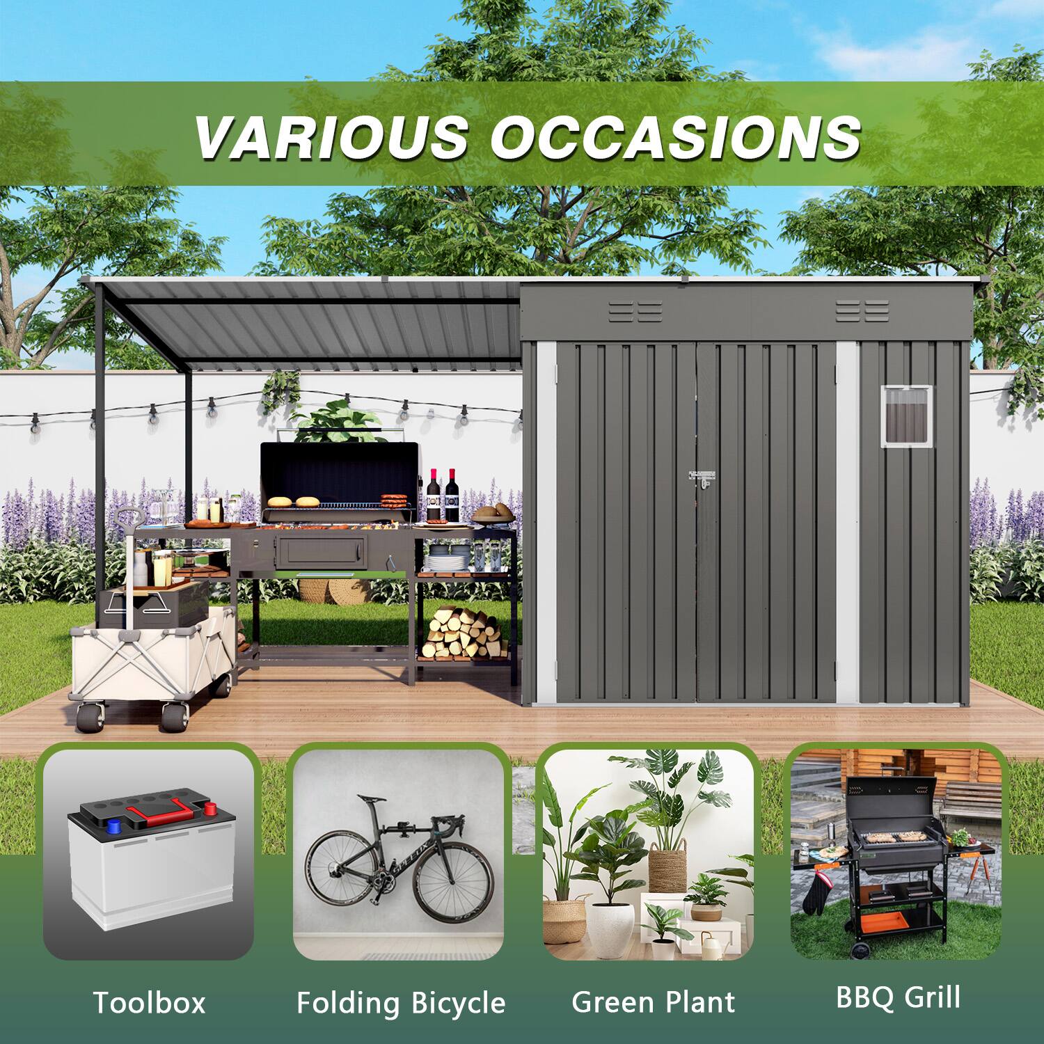 VARIOUS OCCASIONS

Toolbox
Folding Bicycle
Green Plant
BBQ Grill