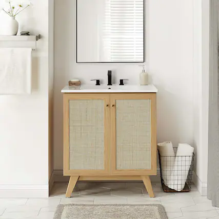 Front. Modway - Soma Bathroom Cabinet Basin Not Included by Modway - Oak.