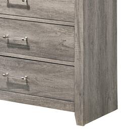 Kings Brand Furniture - Harmony 5 Wood Drawer Chest Dresser for Bedroom - Tall & Modern Storage Organizer, Light Oak - Gray