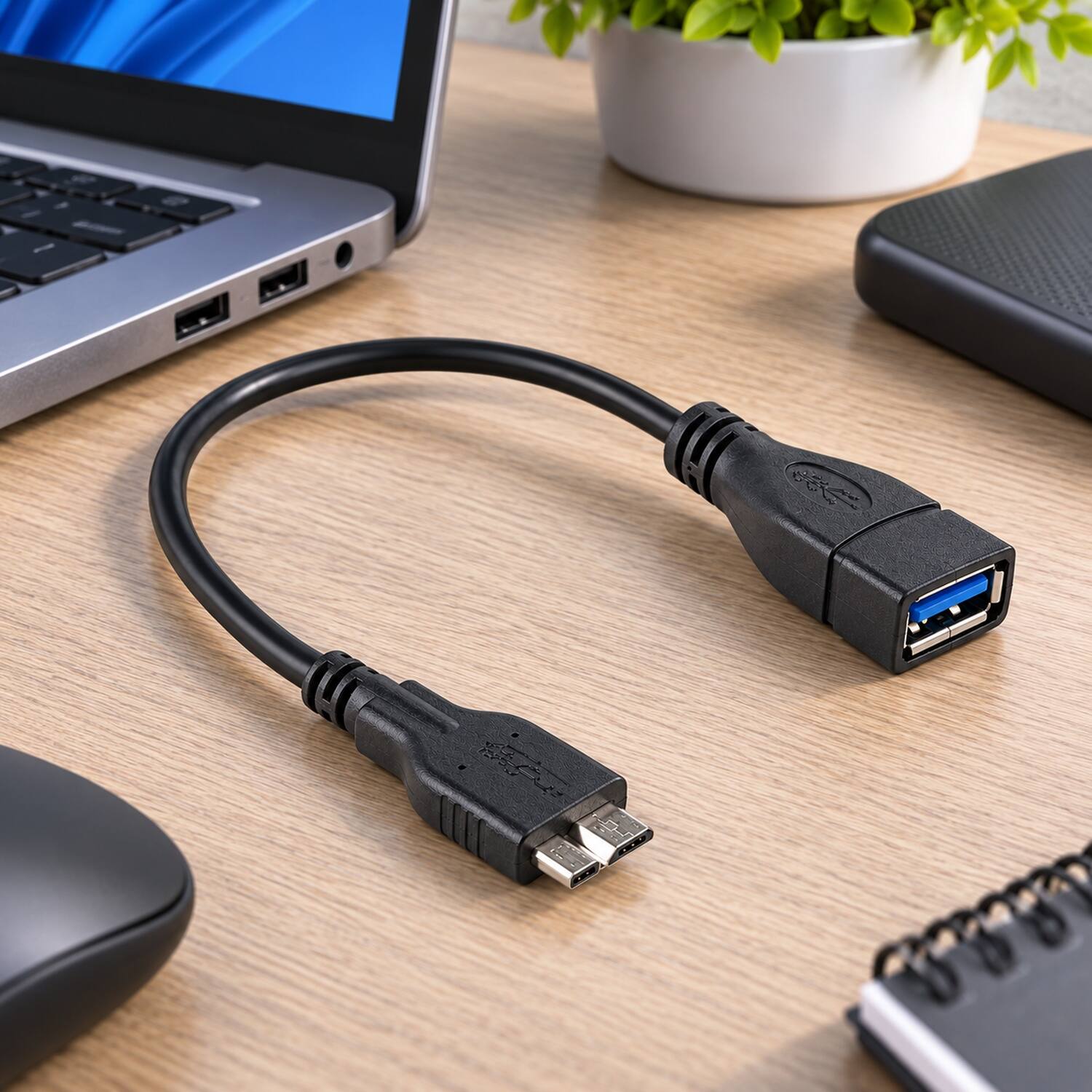 Left. Sanoxy - Micro USB 3.0 OTG to USB Female Adapter Cable High Speed - Black.