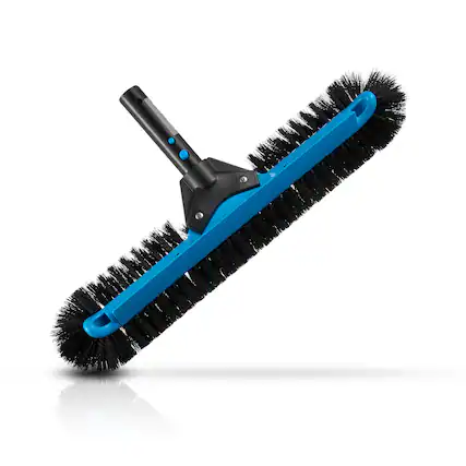 Front. VEVOR - 20-Inch Pool Brush Head with Nylon Bristles and Aluminum Connector, Durable Curved Design for Cleaning Inground - Blue-black.