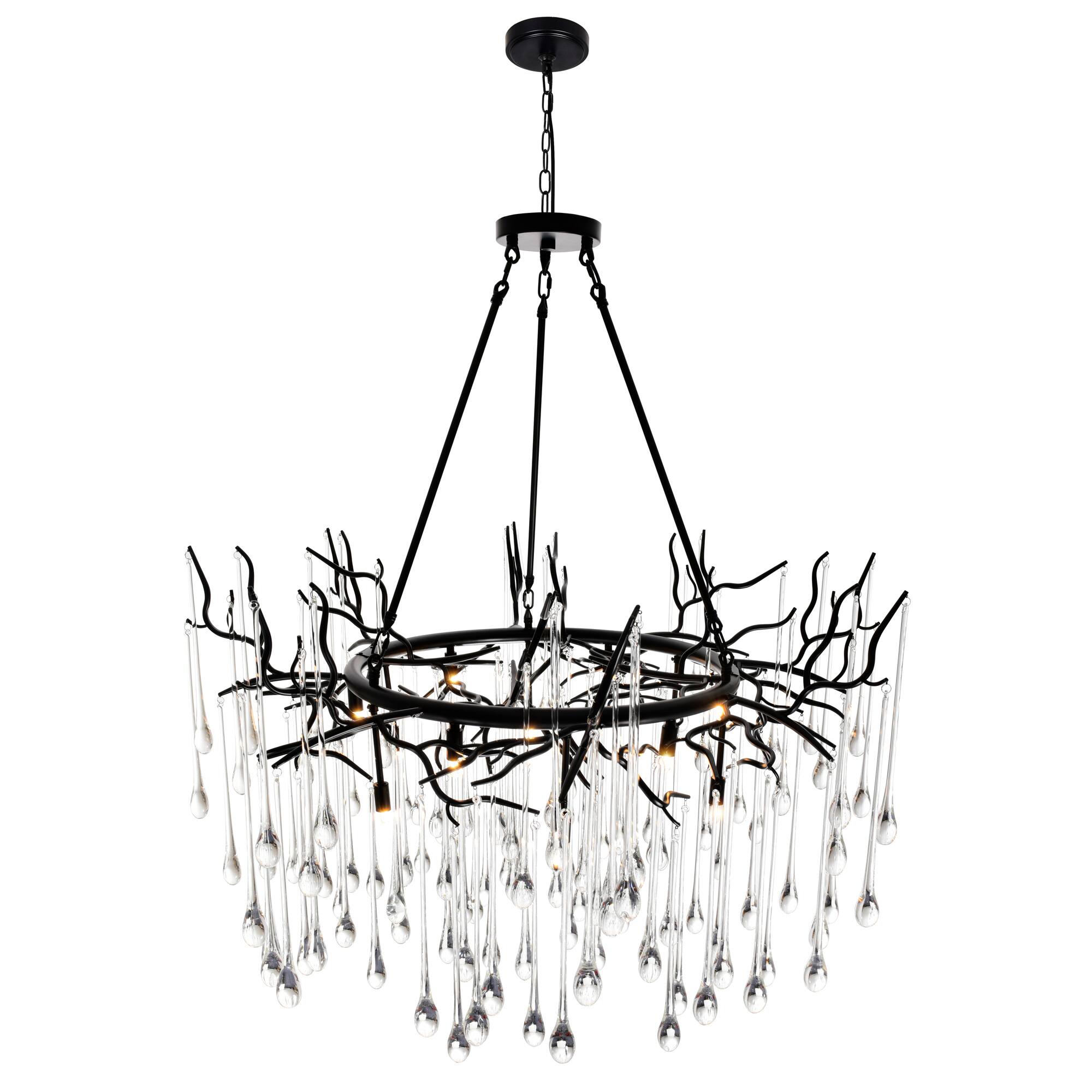 Angle. CWI Lighting - Anita 12 Light Chandelier With Black Finish - Black.
