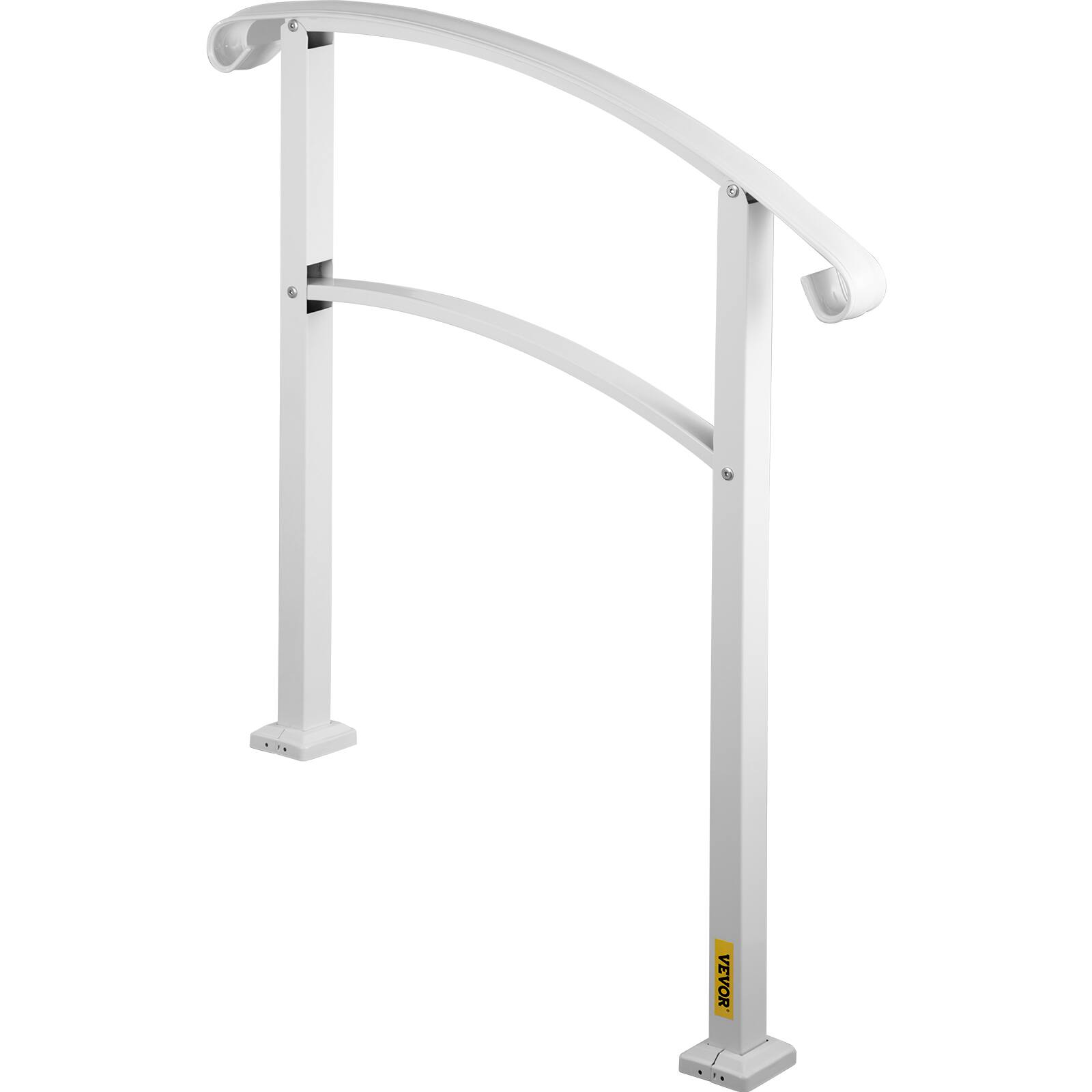 Alt View 5. VEVOR - 3-Step Handrails for Outdoor Steps Fits 1 or 3 Steps Wrought Iron Handrail with Installation Kit Hand Rails - White.
