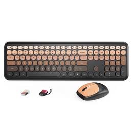 PO3TICJUNKI3 - Wireless And Mouse Combo Full-size Retro Typewriter With Round Keycaps Design For Windows Pc Home Office - Red