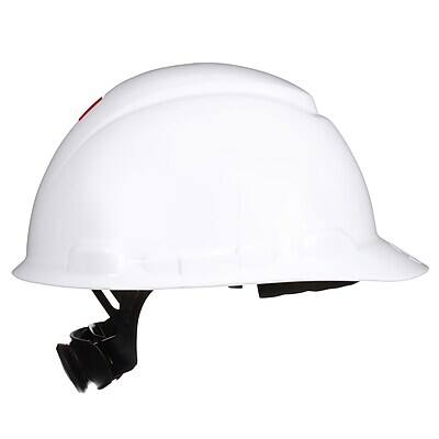 Alt View 3. 3M - SecureFit HDPE 4-Point Ratchet Suspension Short Brim Hard Hat - White.