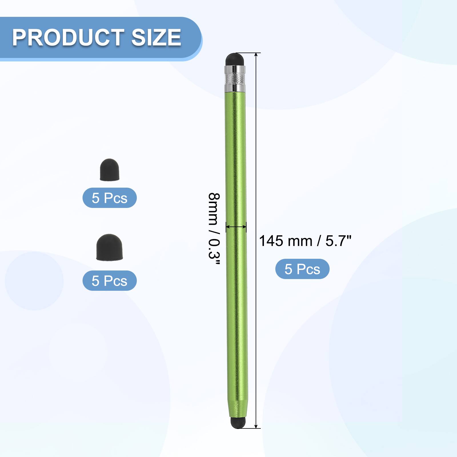 PRODUCT SIZE

5 Pcs  
8mm / 0.3"  
145 mm / 5.7"  
5 Pcs