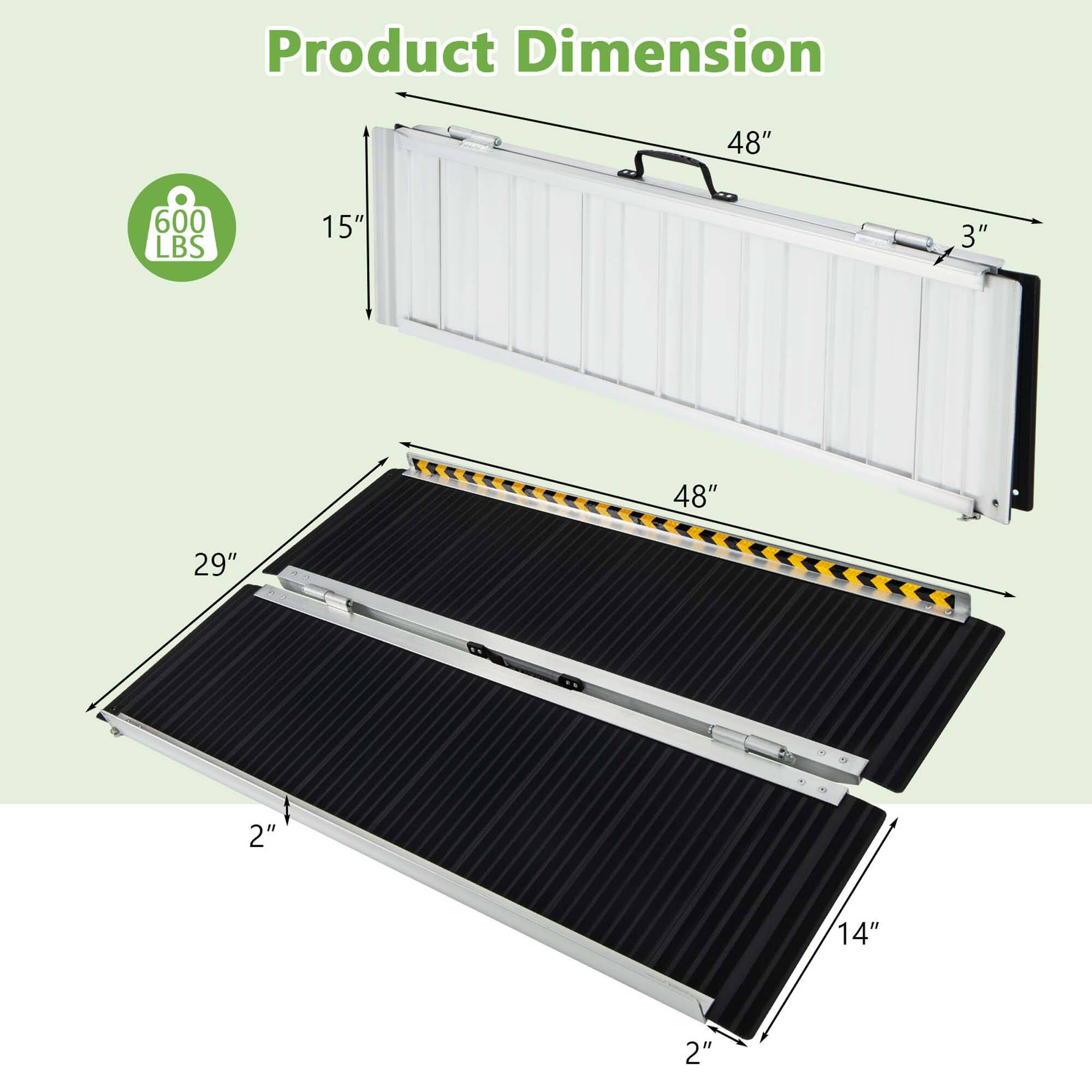 Product Dimension  
48" x 15" x 3"  
48" x 29" x 2"  
14" x 2"  
600 LBS