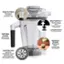The image features a blender with a list of its features and benefits. The list includes:

1. Easy to Clean: The blender is self-cleaning and can be washed in seconds. It is also dishwasher safe.
2. Self-Detect Technology: The blender offers built-in wireless connectivity, which is compatible with all full-size blenders.
3. Soft-Grip Handle: The handle is designed with a slip-resistant surface for easy pouring.
4. Aerating Disc: The blender is perfect for creating consistently creamy emulsions, light culinary foams, and stiff whipped creams.
5. Perfectly Precise Textures: The blender can foam, muddle, whip, and emulsify, providing perfectly precise textures for various culinary needs.