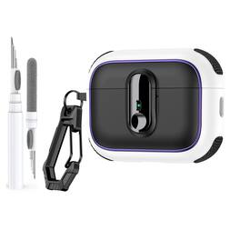 Dteck - Case For Airpods Pro 3rd Gen (2025) Shockproof Drop Protection Safe Lock Cover With Cleaning Pen & Keychain - White