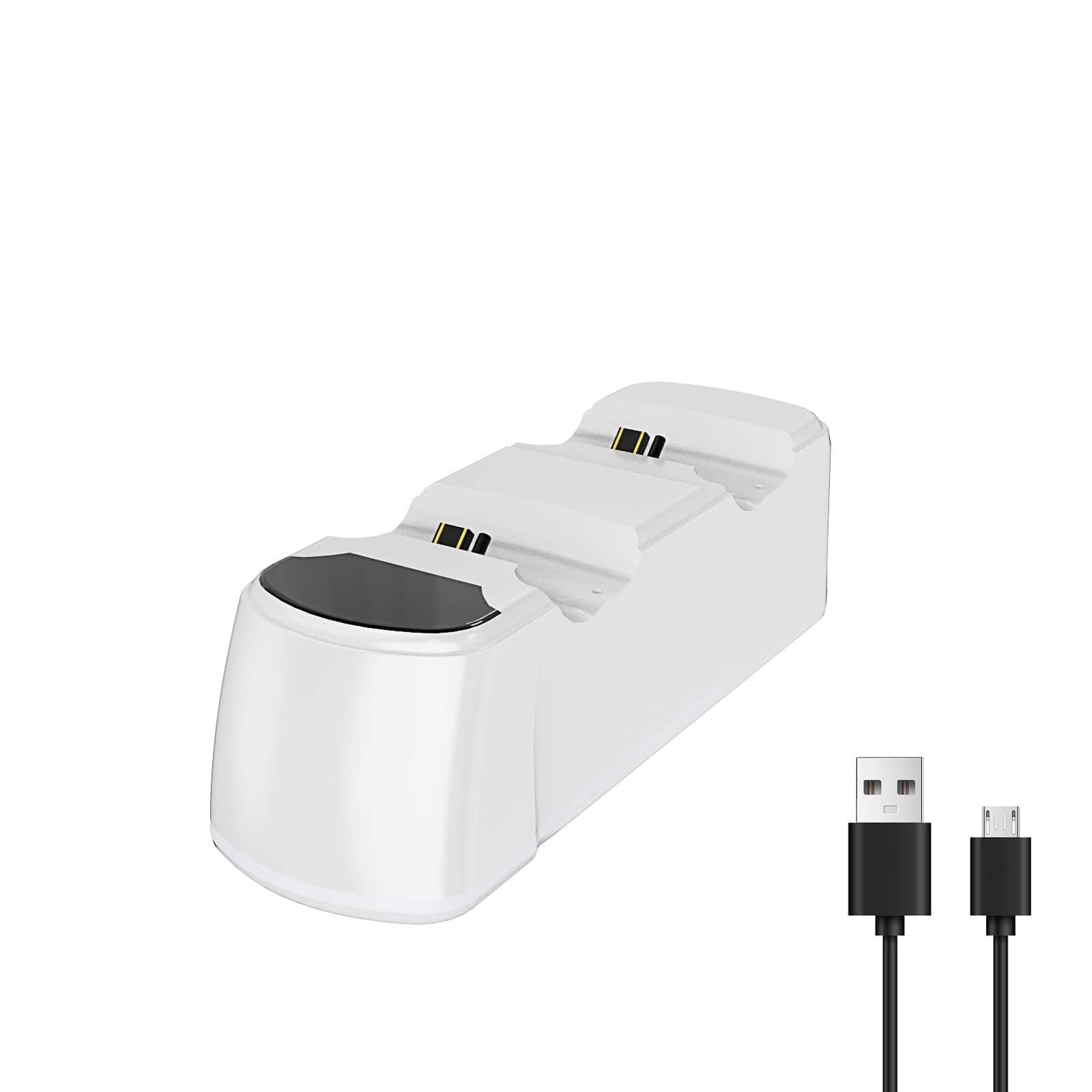 Cluzine - PS4 Controller Dual Charging Dock with LED Indicator RGB Light Charger for P4 Wireless Gamepad White