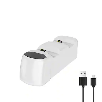 Front. Cluzine - For PS4 Controller Dual Charging Dock with LED Indicator RGB Light Charger for P4 Wireless Gamepad White.