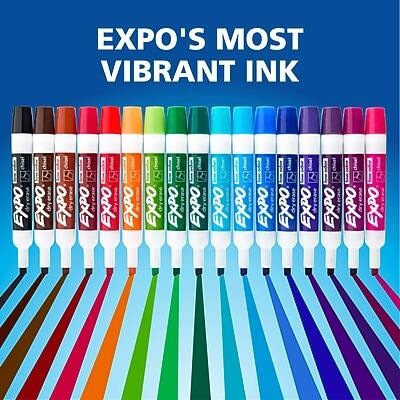 EXPO'S MOST VIBRANT INK

EXPO dry erase markers in various colors: black, brown, red, orange, yellow, green, light blue, blue, purple, pink.