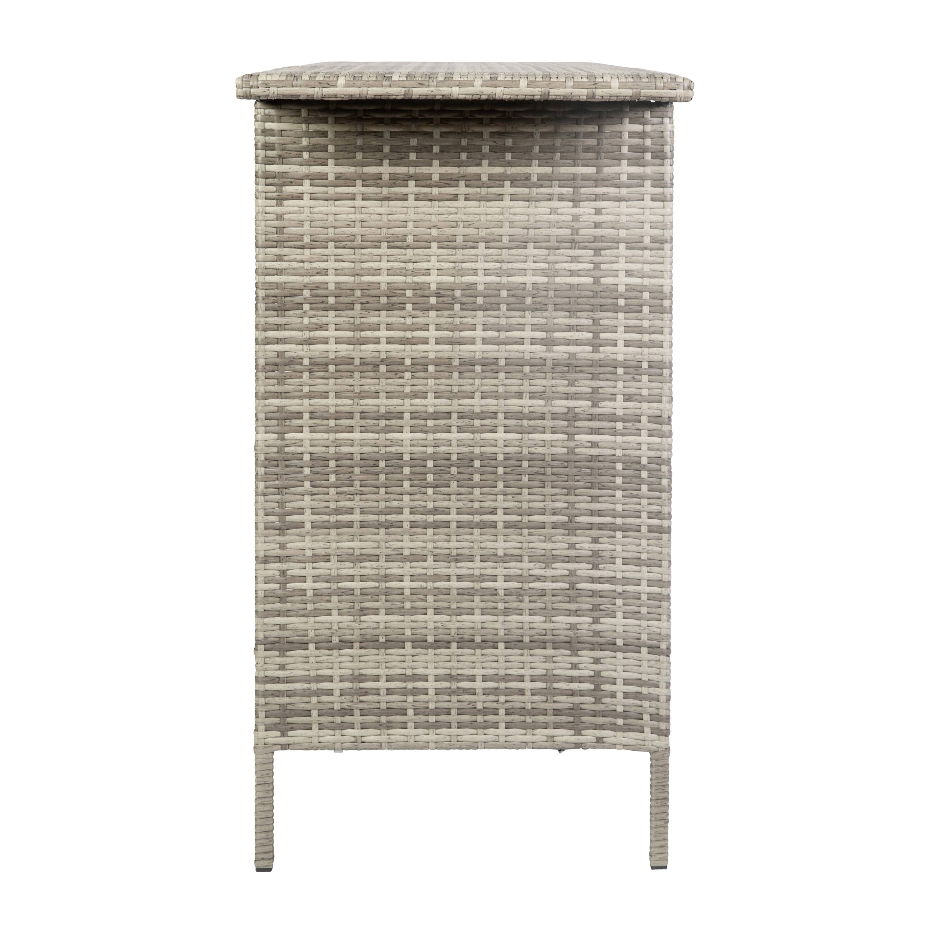 Left. Flash Furniture - Marco Indoor/Outdoor Patio Wicker Rattan Bar Counter Table with 2 Shelves, Gray - Gray.
