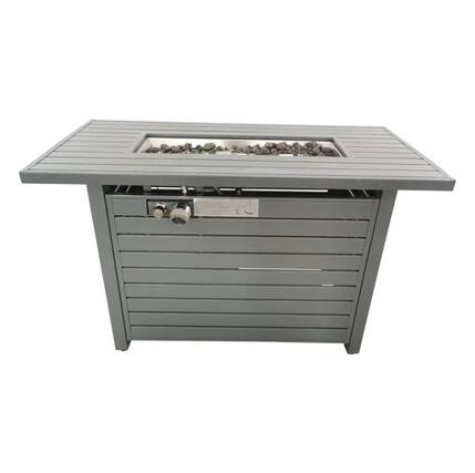 Front. Mondawe - 25 H x 42 W Outdoor Fire Pit Table with Lid (Gray) - Gray.