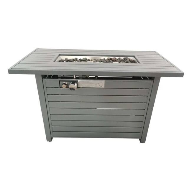 Front. Mondawe - 25 H x 42 W Outdoor Fire Pit Table with Lid (Gray) - Gray.