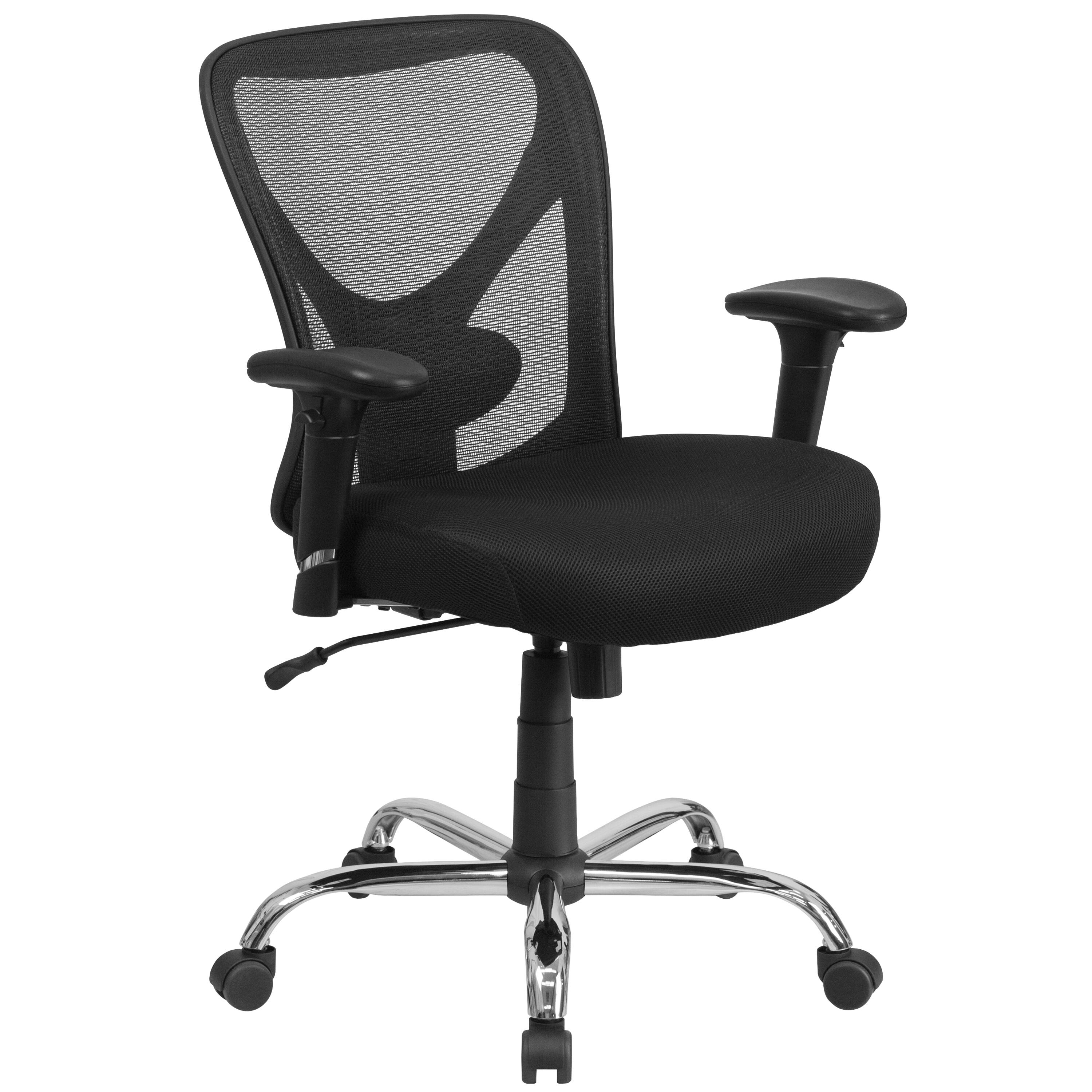 Front. Emma + Oliver - Big & Tall 400 lb. Rated Mesh Swivel Ergonomic Task Office Chair with Height Adjustable Back and Arms - Black.