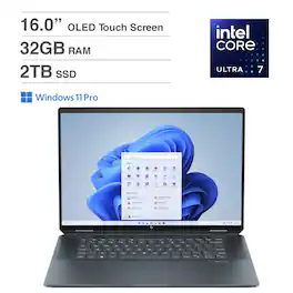 HP - Spectre x360 2-in-1 Laptop 16.0 2.8K Display (Intel Ultra 7-155H, 32GB LPDDR5X, 2TB PCIe SSD, Win 11 Pro) - Slate Blue