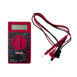 Stock Preferred - 7-Function Digital Multimeter Tester with Leads - Black (with red accents on leads)
