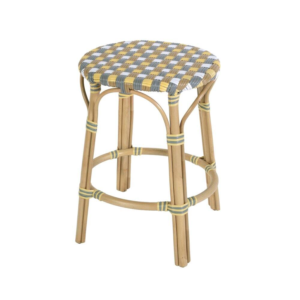 Alt View 2. Butler Specialty - Ballito 24 in. Seat Height Oval Rattan Counter Stool - Yellow And Brown.