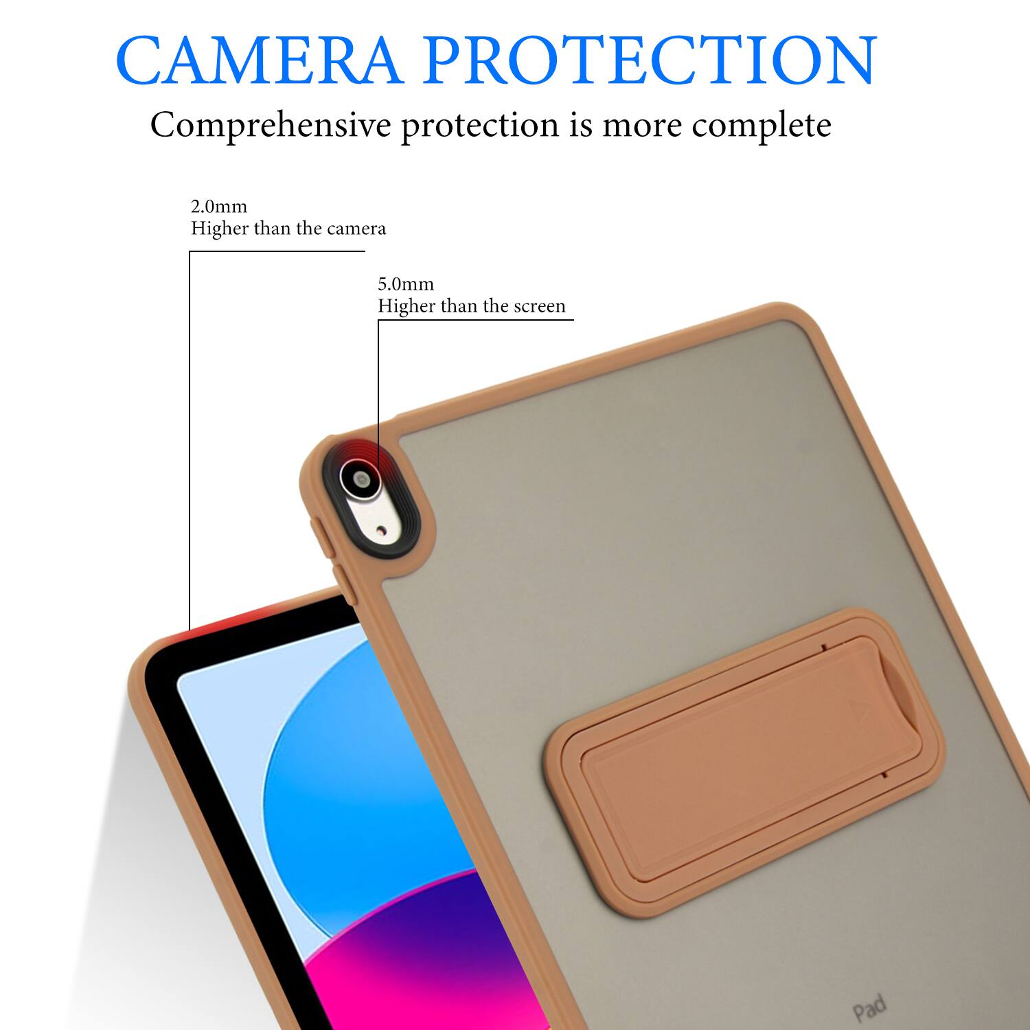 CAMERA PROTECTION  
Comprehensive protection is more complete  

2.0mm  
Higher than the camera  

5.0mm  
Higher than the screen