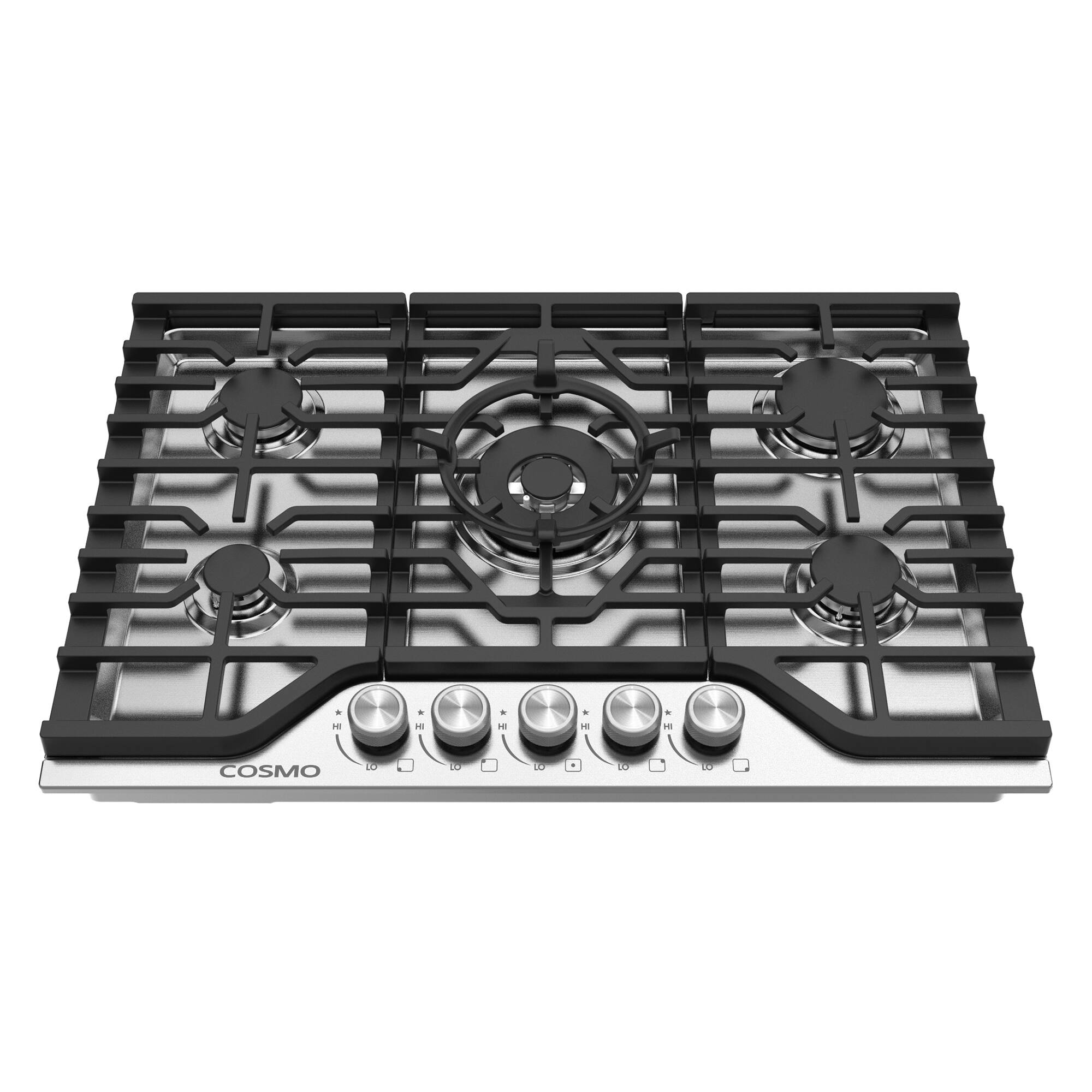 Alt View 5. COSMO - COS-CTGV305SS 30 in. Vista Collection Drop-in Gas Cooktop with 5 Burners, Metal Knobs, Cast Iron Grates, Stainless Steel - Stainless Steel.