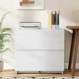 ModernMate - 31.5" Lateral File Cabinet 2 Drawer, Holds Letter & Legal Hanging Files - White