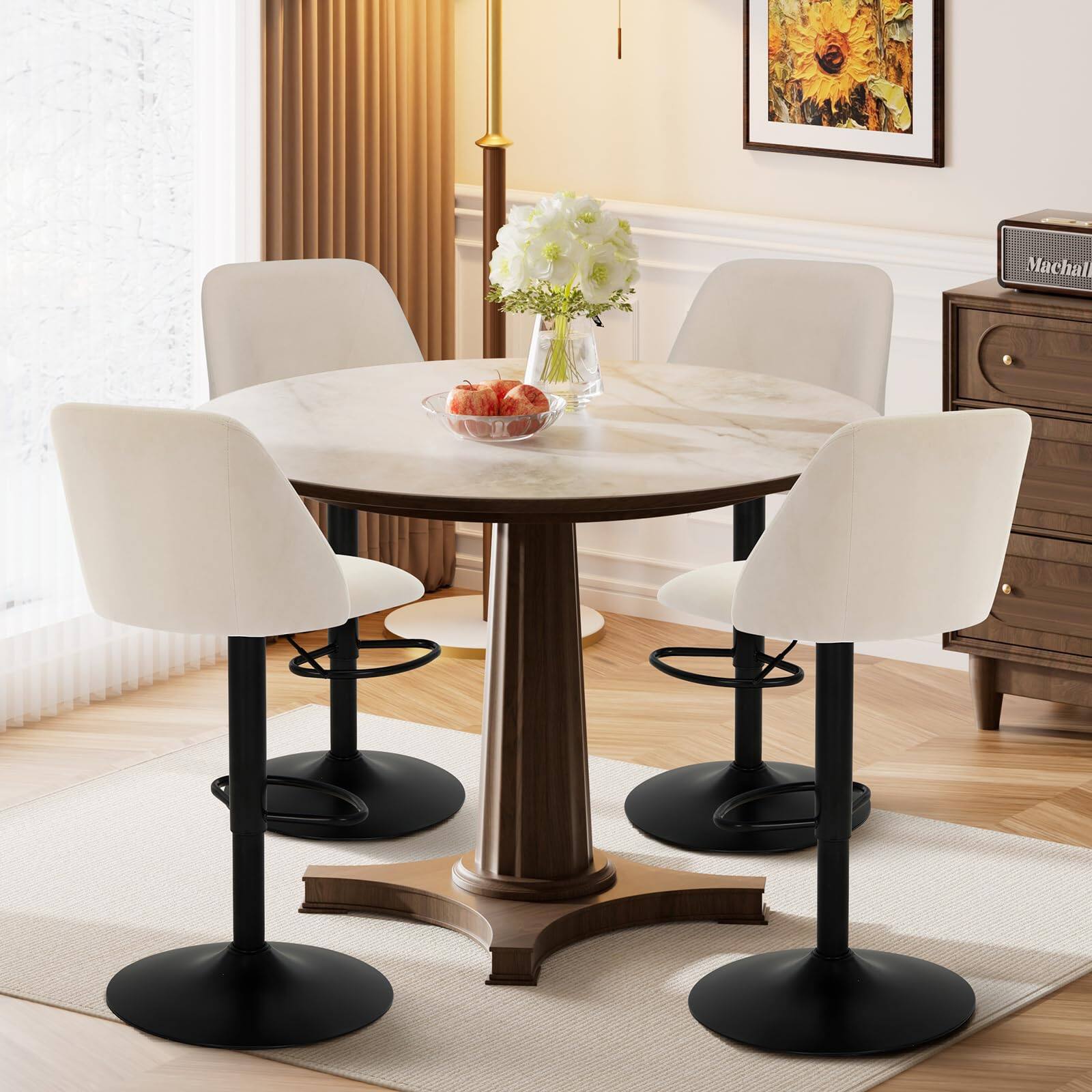 Alt View 3. JETRANSPORT - Bar Stools Set Of 1 Modern Swivel Chairs Adjustable Upholstered Barstools Counter Height With Full - Grey Set of 2.