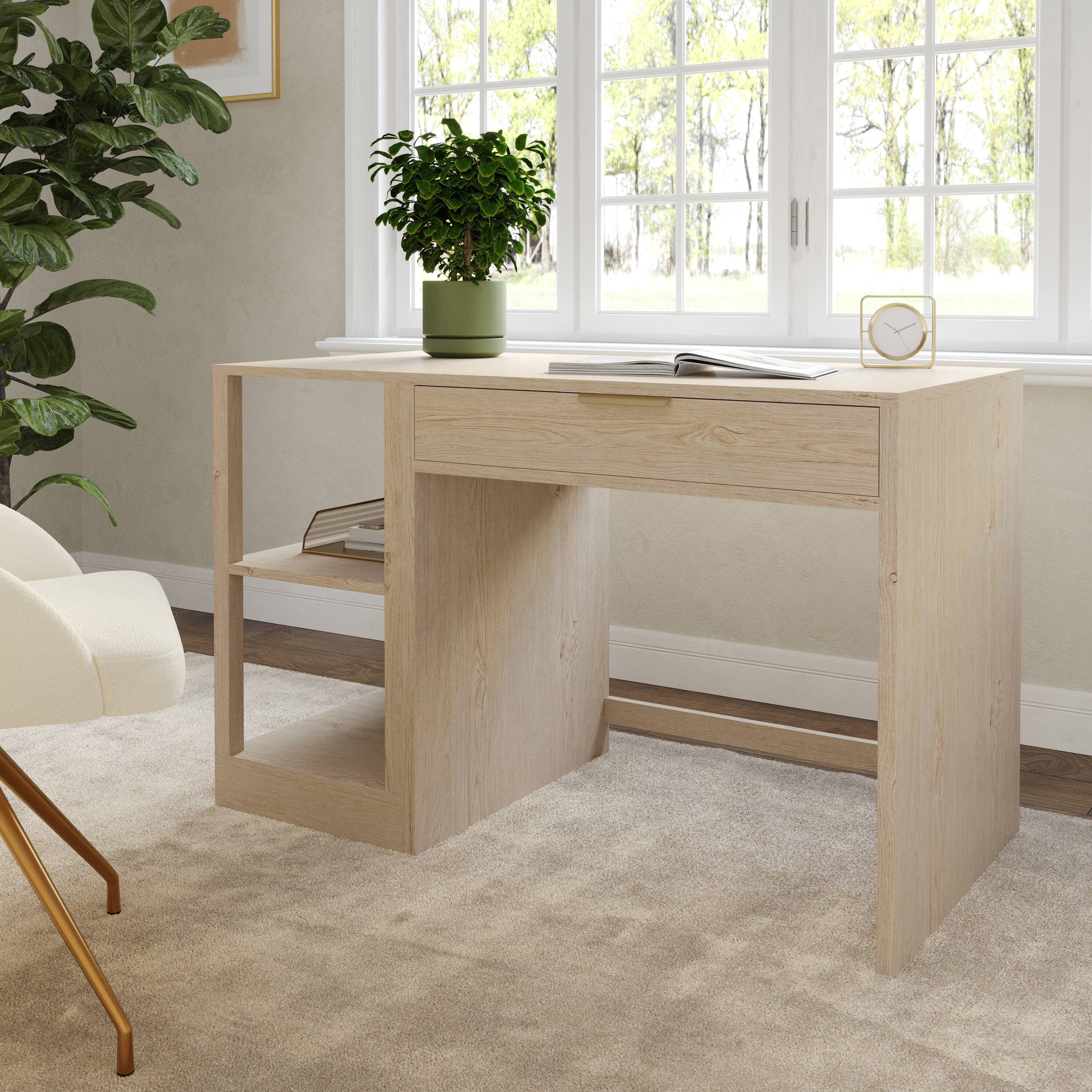 Alt View 4. Martha Stewart - Kayden Home Office Modular 2 Tier Open Bookshelf - Light Natural.