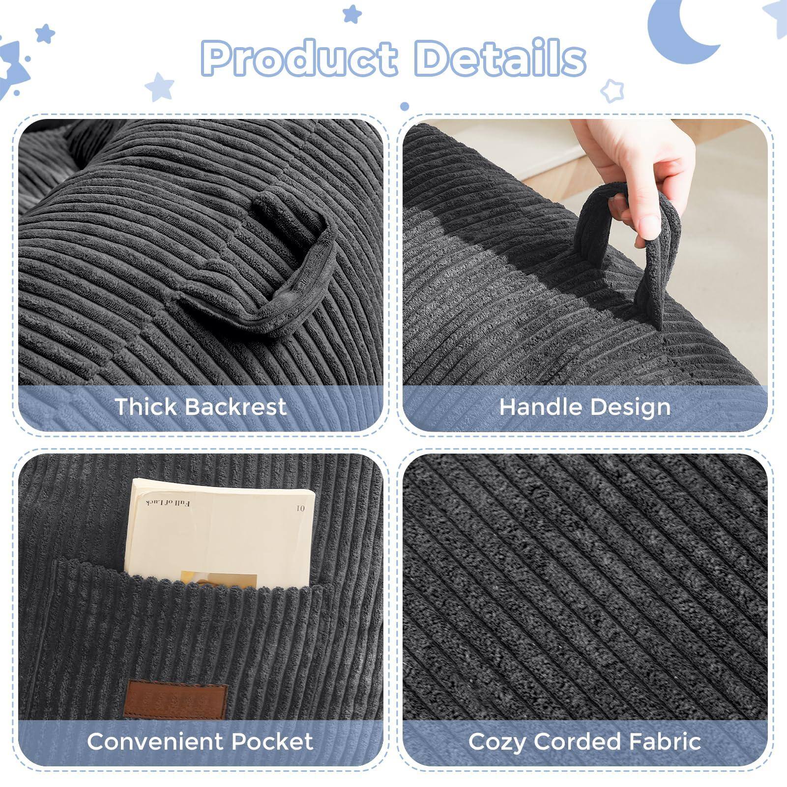 Product Details

- Thick Backrest
- Handle Design
- Convenient Pocket
- Cozy Corded Fabric