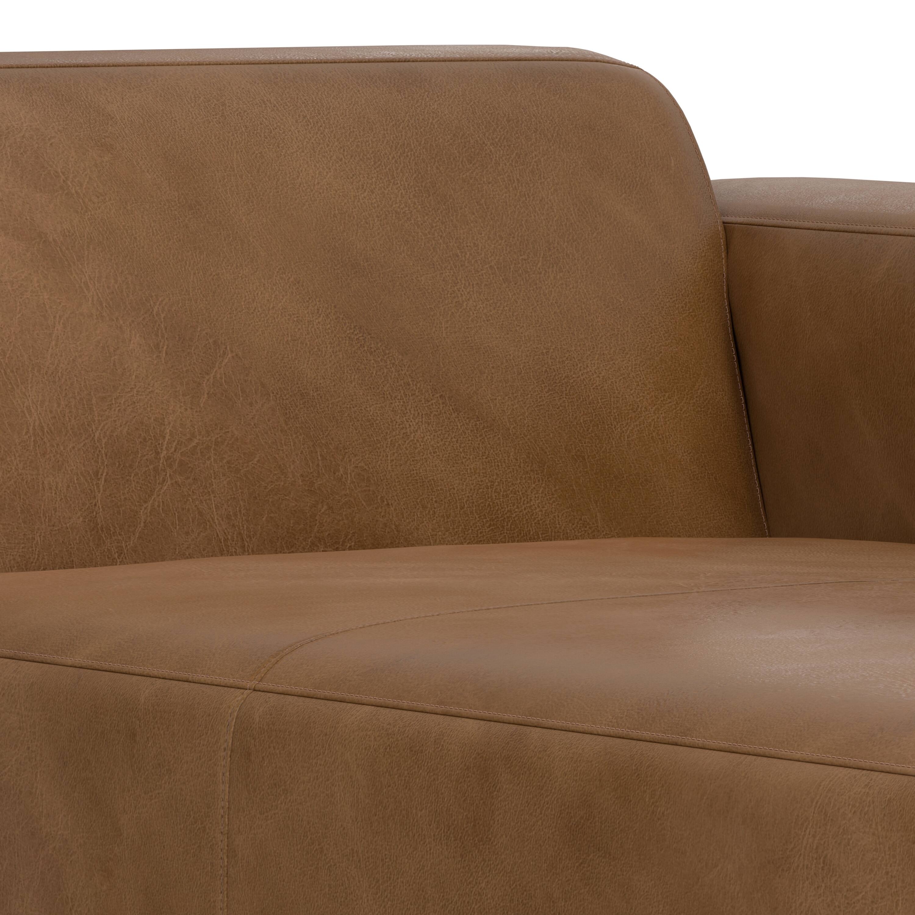 Alt View 5. Simpli Home - Rex Right Chaise Sofa Module in Genuine Leather - Caramel Brown.