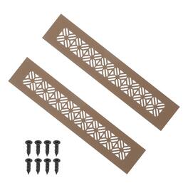 Unique Bargains - 10"x2" Door Air Vent Cover, 2pcs Heavy Duty Aluminum Alloy Grille Louvered with Mounting Screws for Cabinet Wardrobe - Brown