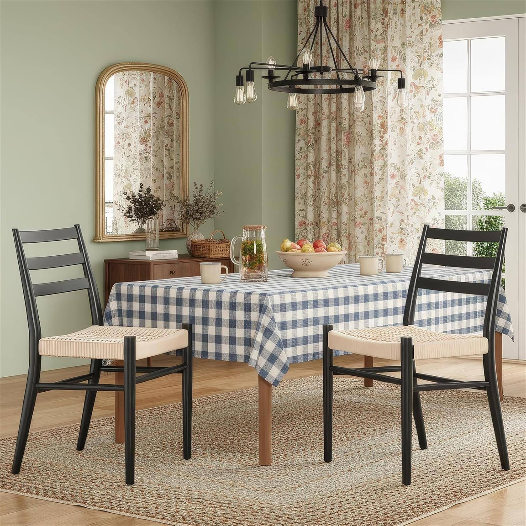 Alt View 2. Boyel Living - Set of 2 Woven Rope Seat with Sturdy Metal Frame Mid Century Modern Dining Room Chairs for indoor - Beige.