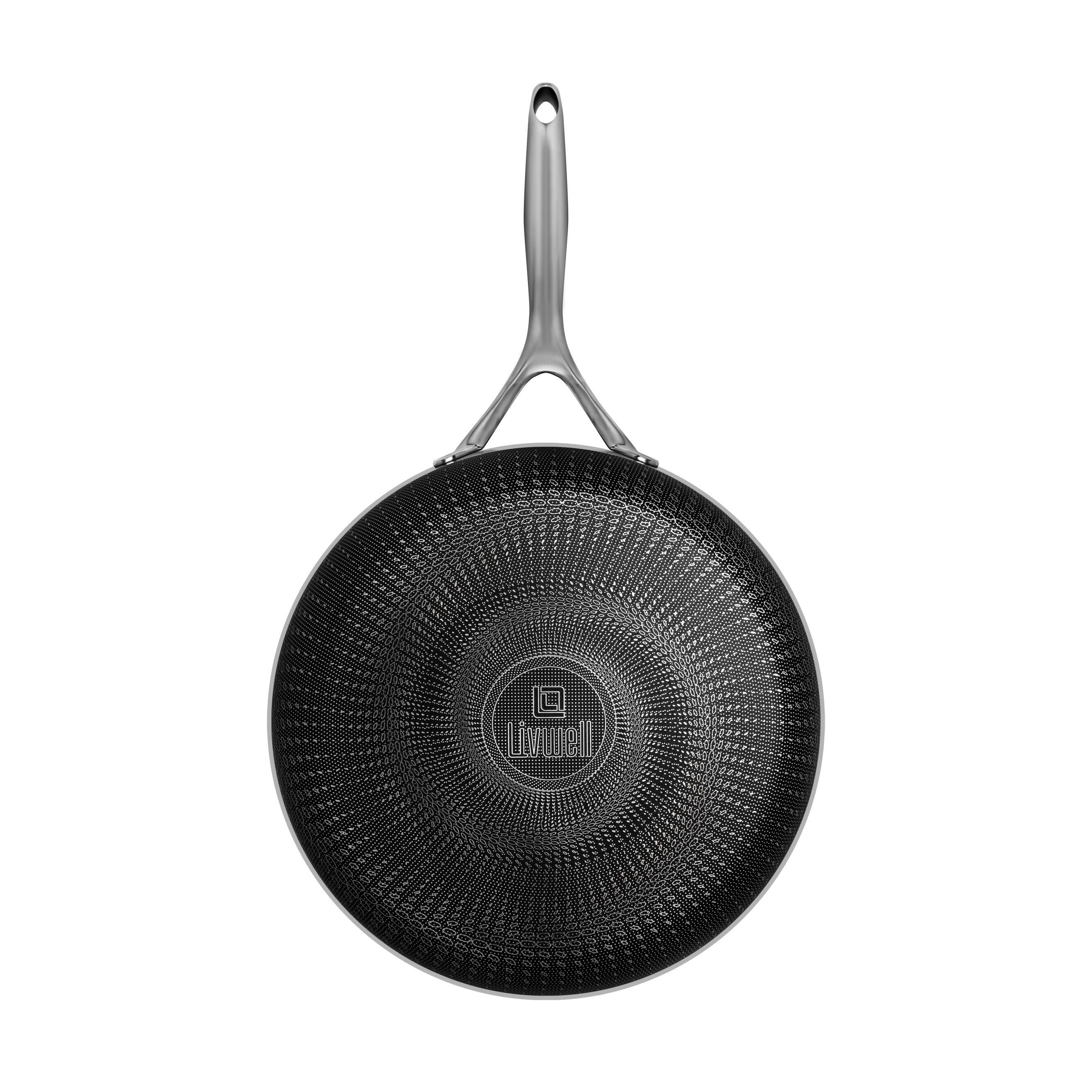 Alt View 3. Livwell Brands - DiamondClad™ 12" Hybrid Nonstick Stainless Steel Frying Pan, Dishwasher Safe, PFOA-free – Silver/Black - Black/Silver.
