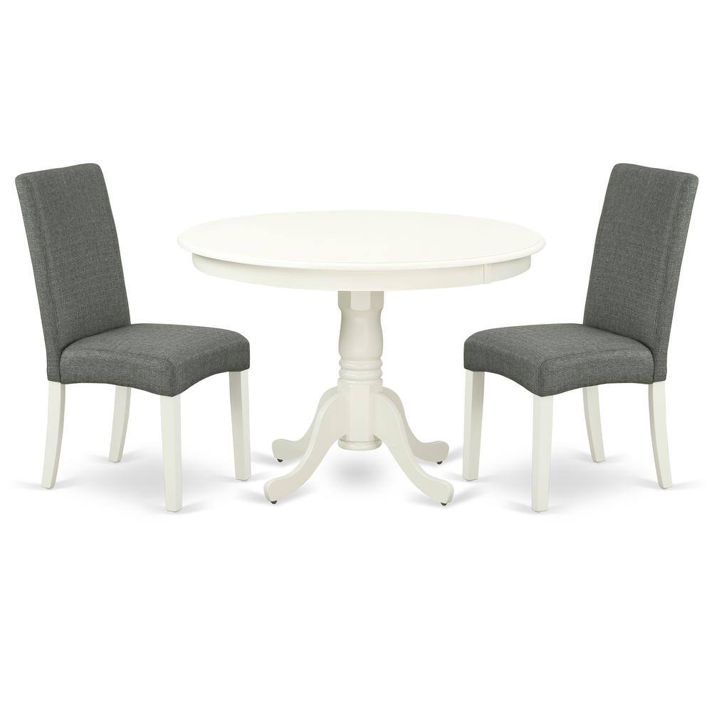 Back. East West Furniture - Dining Room Set Linen White - Brown.