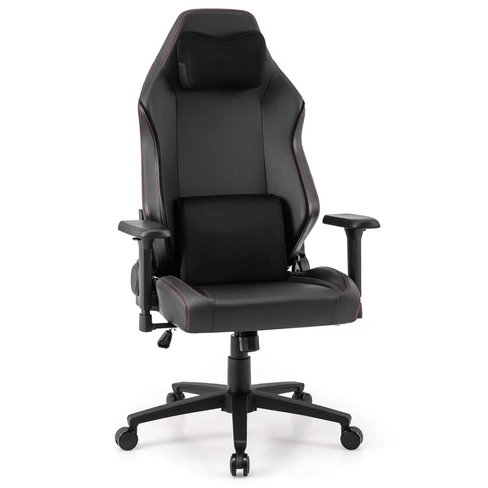 Front. Costway - Costway Gaming Chair Ergonomic High Back Computer Chair with Rocking Function & 2D Armrests - Black.