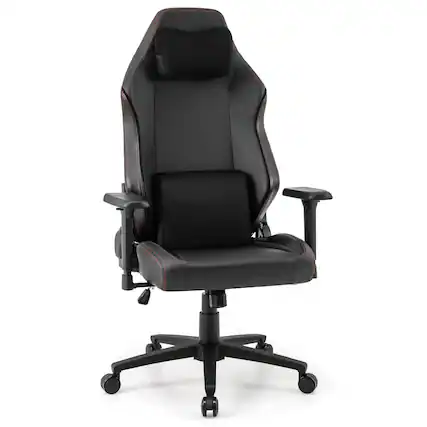 Front. Costway - Costway Gaming Chair Ergonomic High Back Computer Chair with Rocking Function & 2D Armrests - Black.
