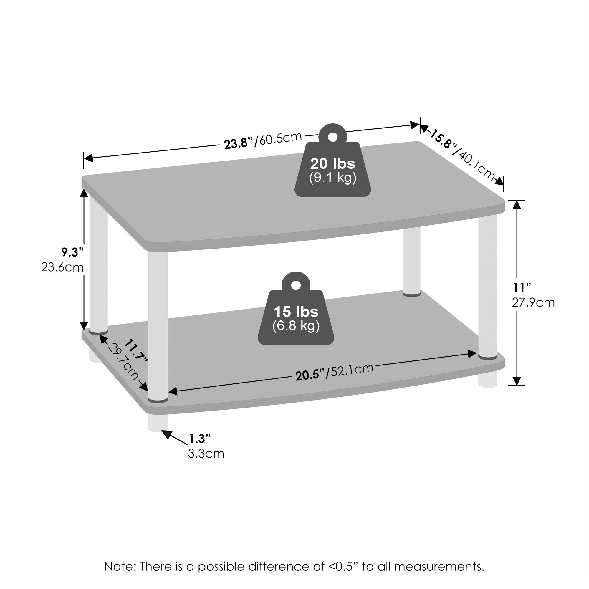 - 23.8" / 60.5 cm
- 20 lbs (9.1 kg)
- 15.8" / 40.1 cm
- 9.3" / 23.6 cm
- 29.7 cm
- 11.7" / 29.7 cm
- 15 lbs (6.8 kg)
- 20.5" / 52.1 cm
- 11" / 27.9 cm
- 1.3" / 3.3 cm

Note: There is a possible difference of <0.5" to all measurements.