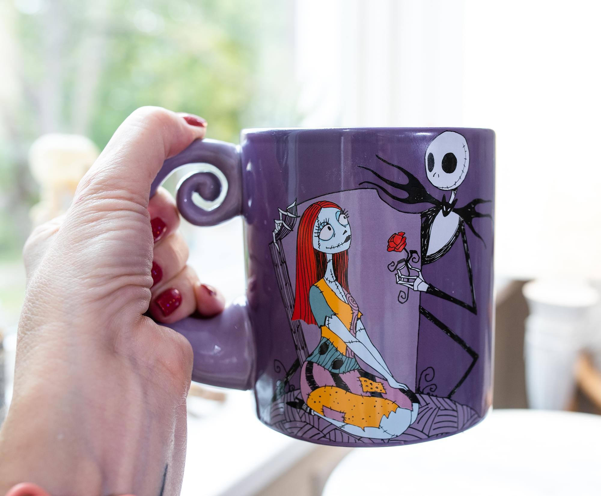 Alt View 10. Disney - Disney The Nightmare Before Christmas Jack & Sally Spiral Handle Ceramic Mug - Purple.
