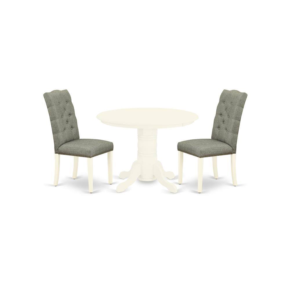 Back. East West Furniture - Dining Room Set Linen White - Brown.
