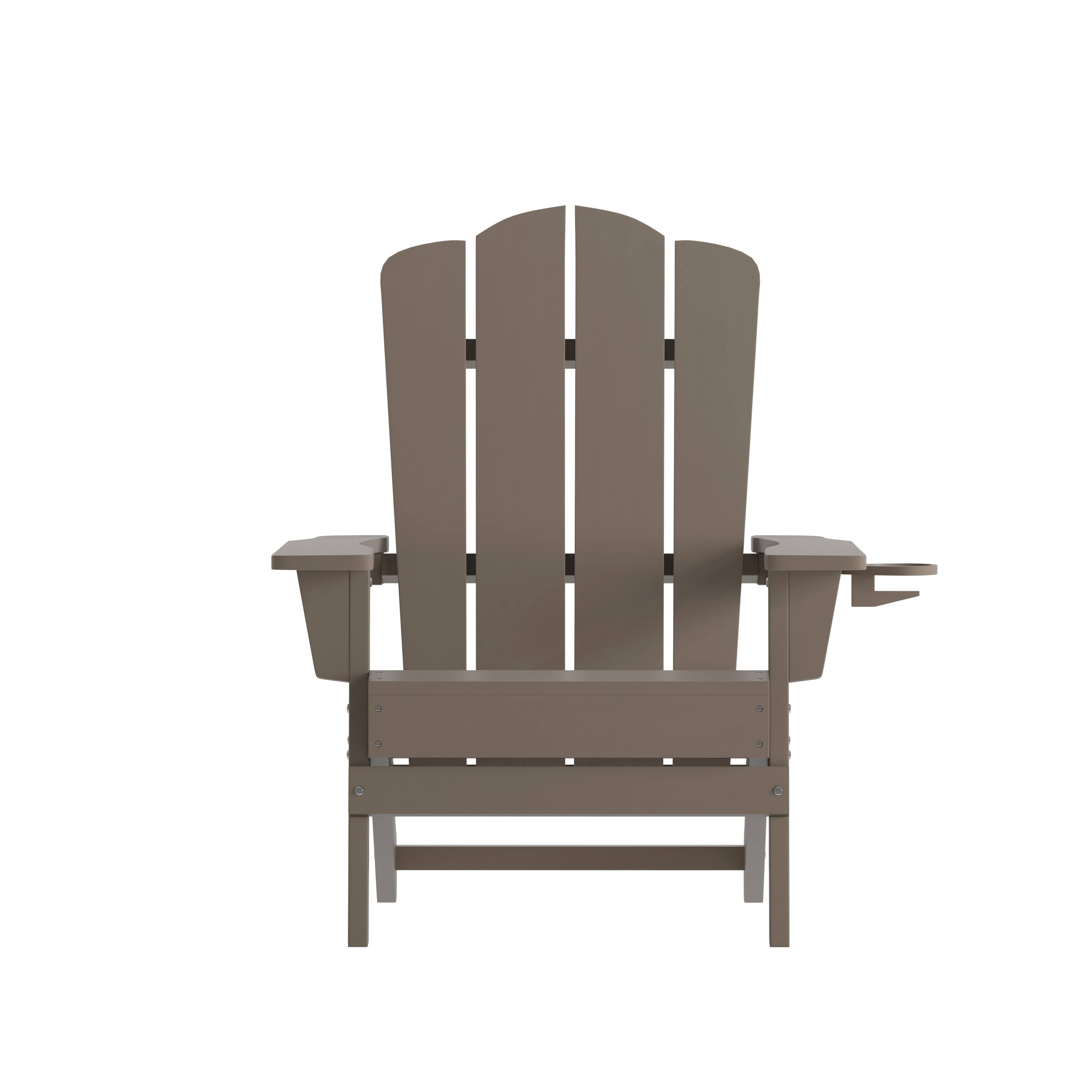 Alt View 10. Emma + Oliver - Tiverton Set of 4 Adirondack Chairs with Cup Holders, Weather Resistant HDPE Adirondack Chairs - Brown.
