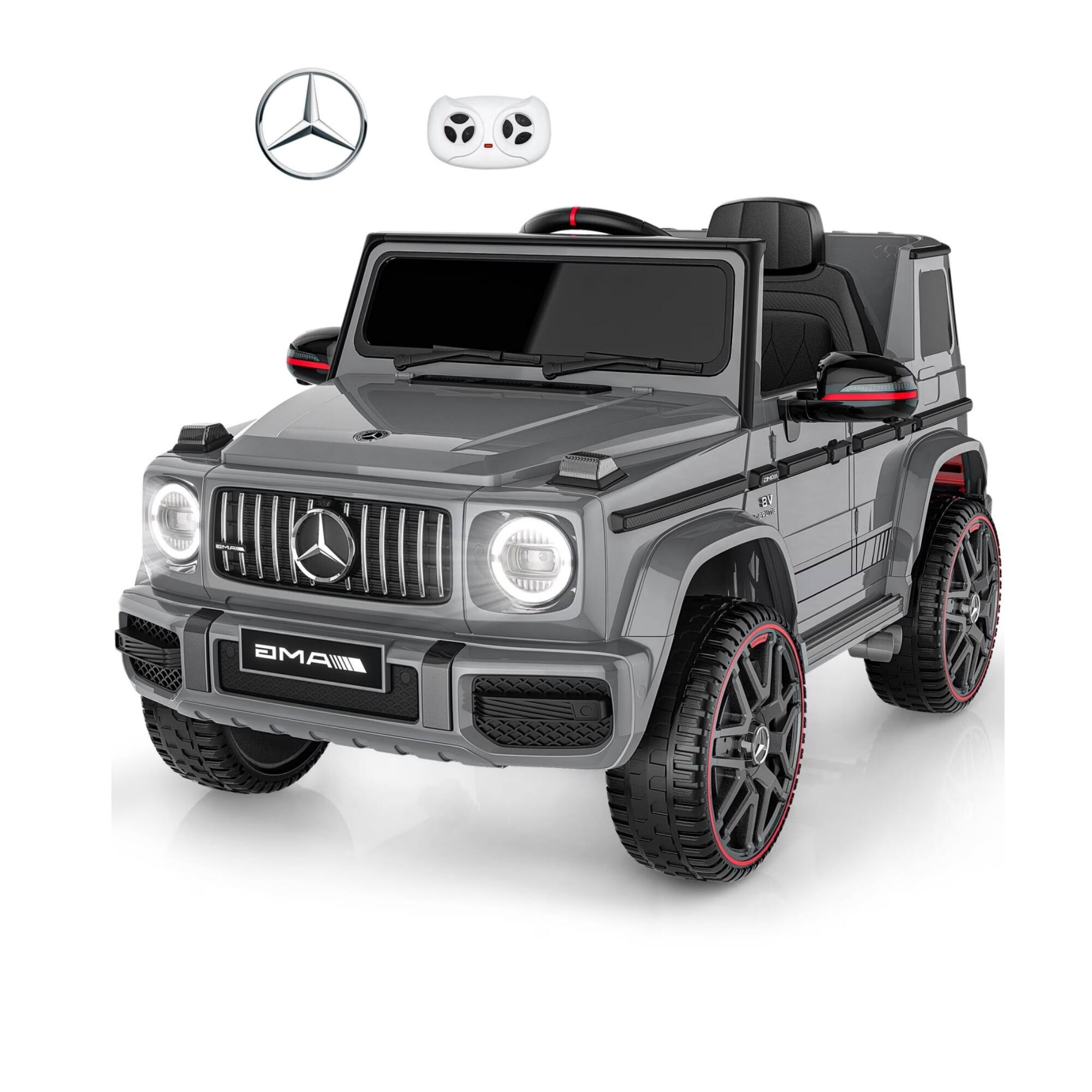Front. ANPABO - ANPABO 12V 7AH Licensed Mercedes-Benz G63 Electric Car for Kids, Mercedes-Benz G63 Licensed Kids Ride on Toys - gray.