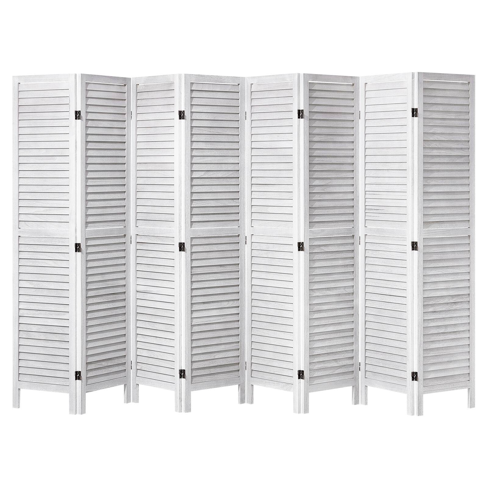 Alt View 5. VEVOR - Wood Room Divider, 8 Panel Wood Folding Privacy Screen, 66.9 Inches Tall Indoor Louvered Wooden Partition - White.