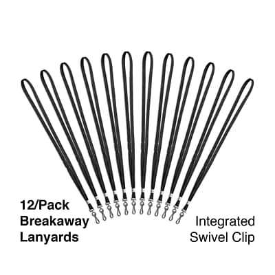 12/Pack Breakaway Lanyards  
Integrated Swivel Clip