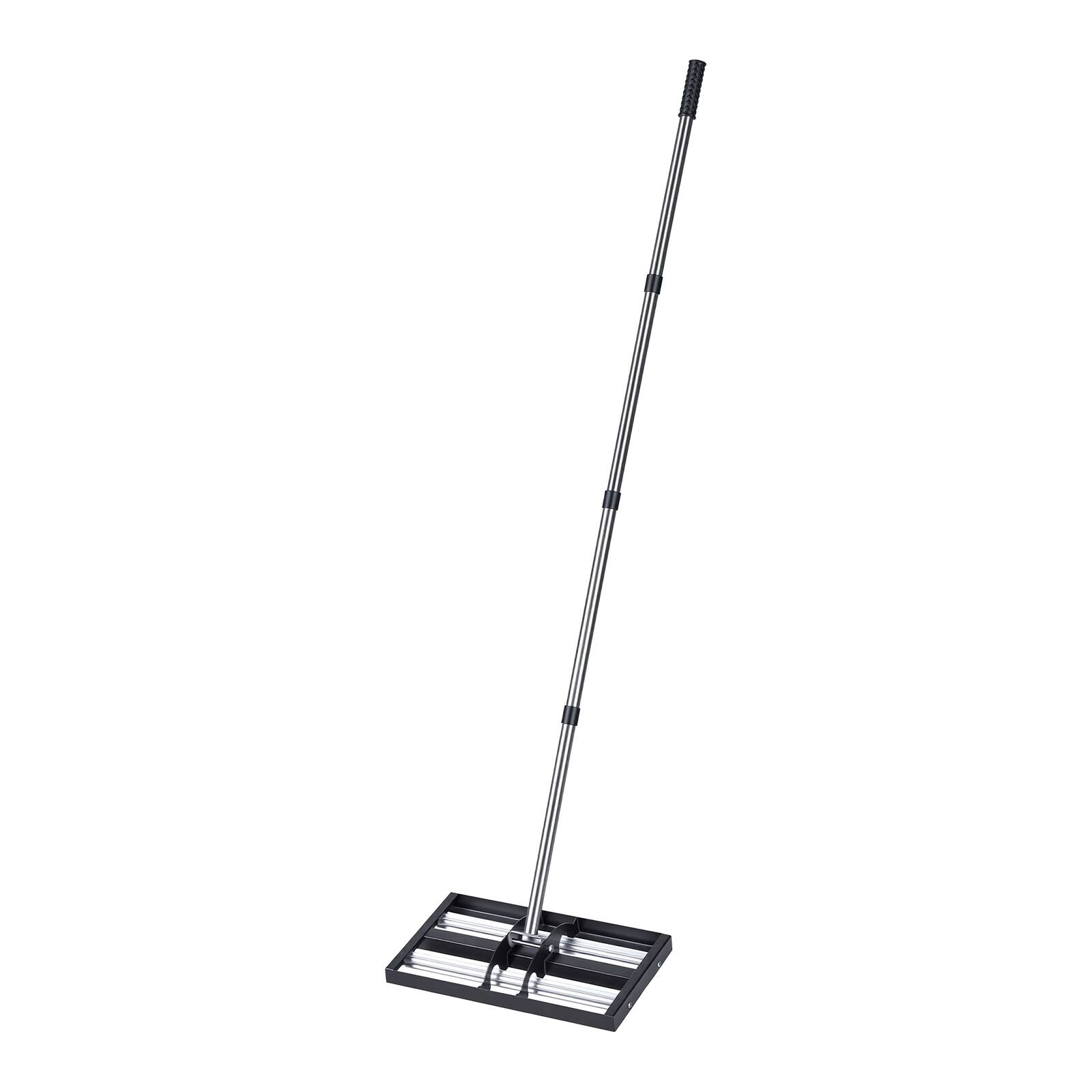 Alt View 5. VEVOR - Updated Lawn Leveling Rake with Roller, 17" x 10" Stainless Steel Lawn Leveler with 63.4" Adjustable Handle - Black;Silver.