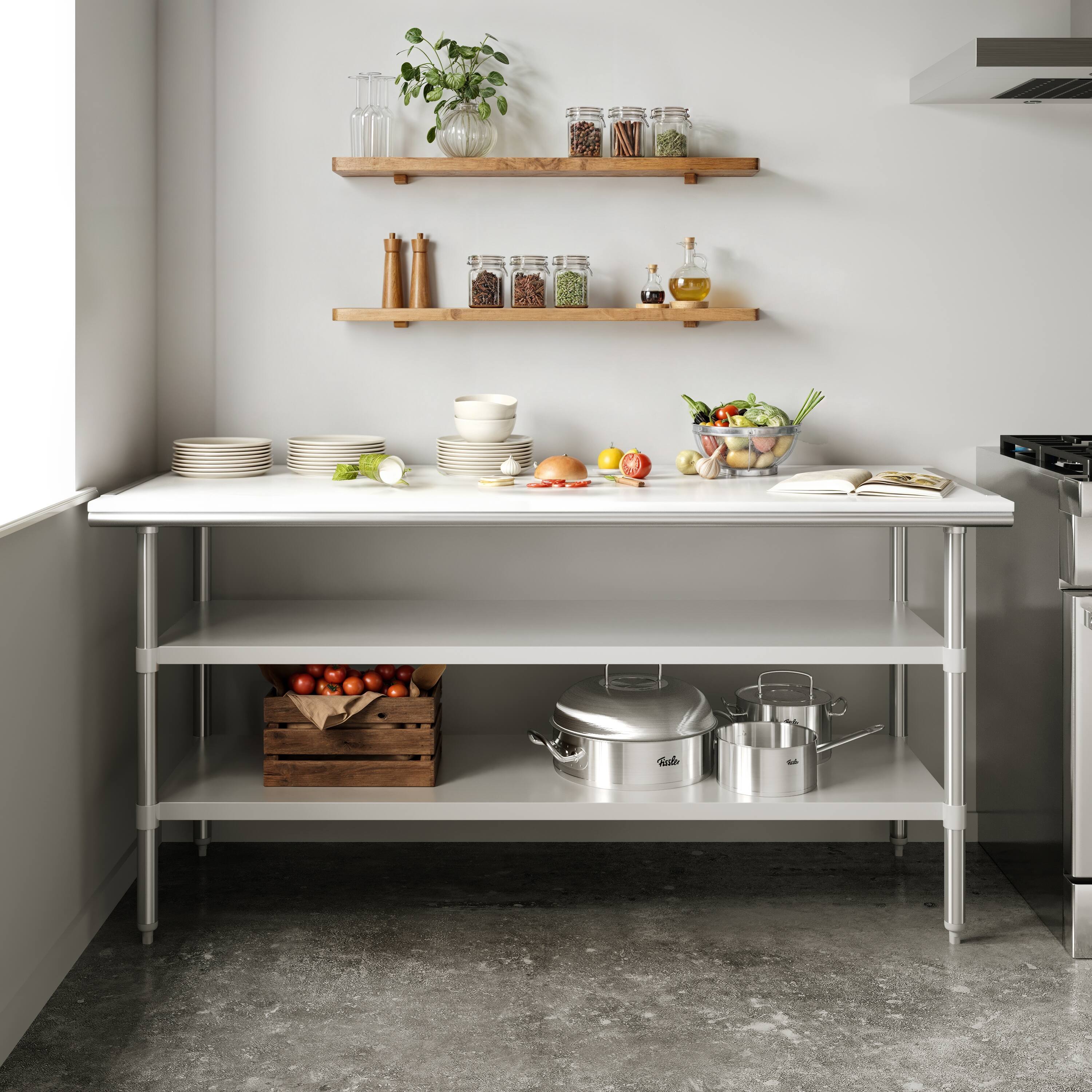 Alt View 1. Flash Furniture - Reader Portable Prep and Work Table with NSF Certified 18 Gauge Stainless Steel Top Shelf with Poly Cutting Board and 2 - Gray.