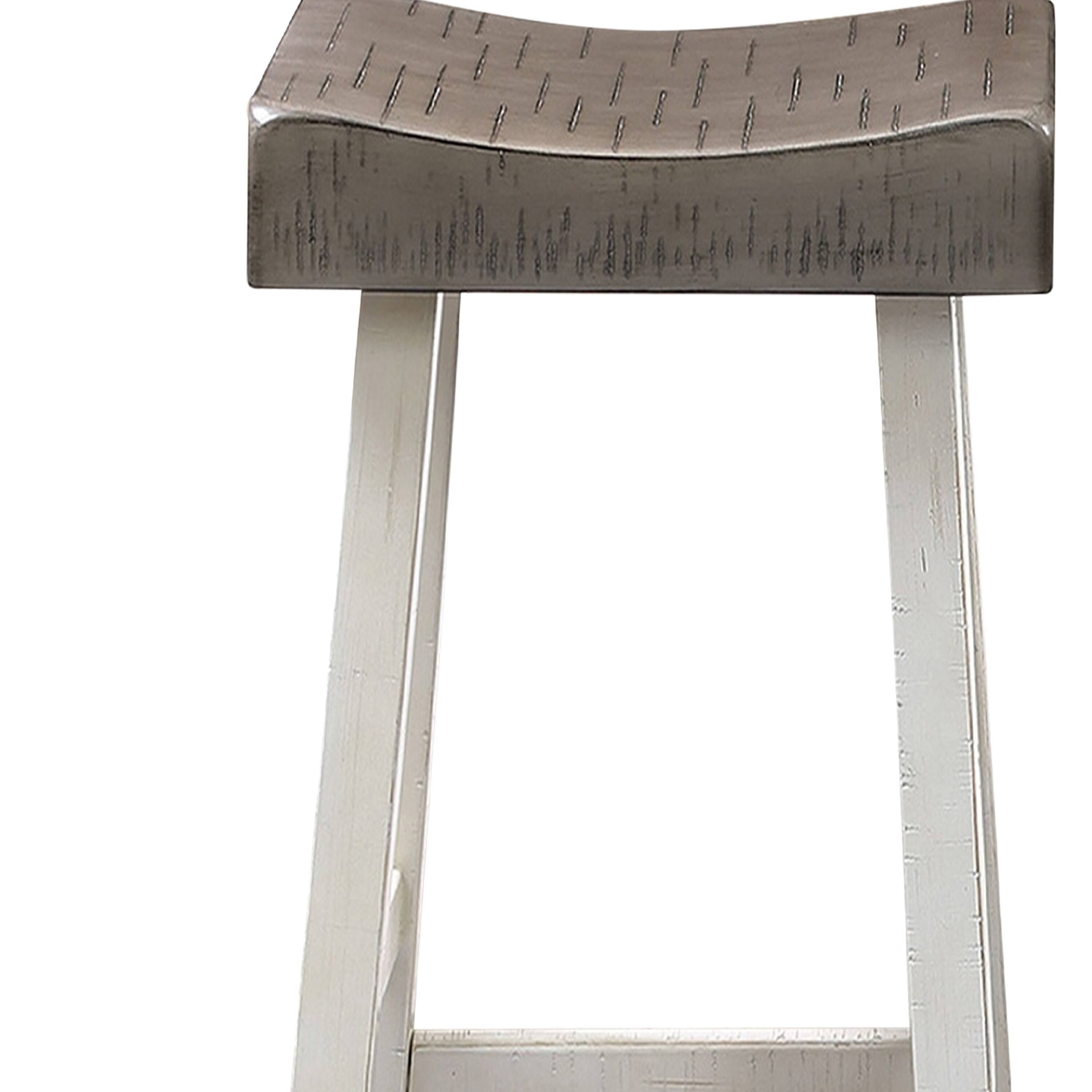 Angle. Manhattan Lane - Bianca Barstool Set of 2, Saddle Seat,Solid Wood - Gray, White.