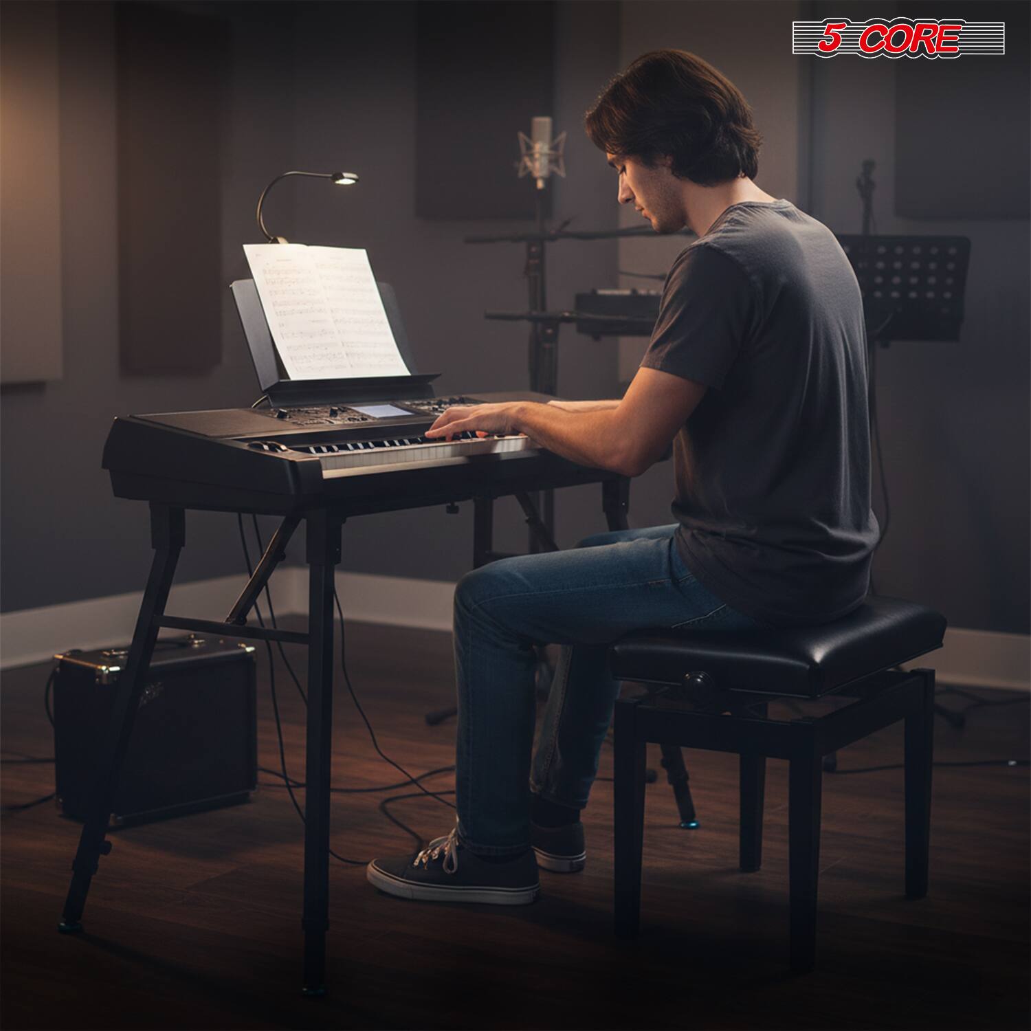 Alt View 2. 5 CORE - 5 Core keyboard Stand Adjustable Electric Digital Piano Synth Holder Heavy Duty for 54-88 Key Boards.