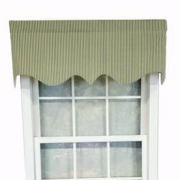 RLF Home - Luxurious Modern Design Classic MG-Ticking Stripe Regal Style Window Valance 50" x 17" - Pine