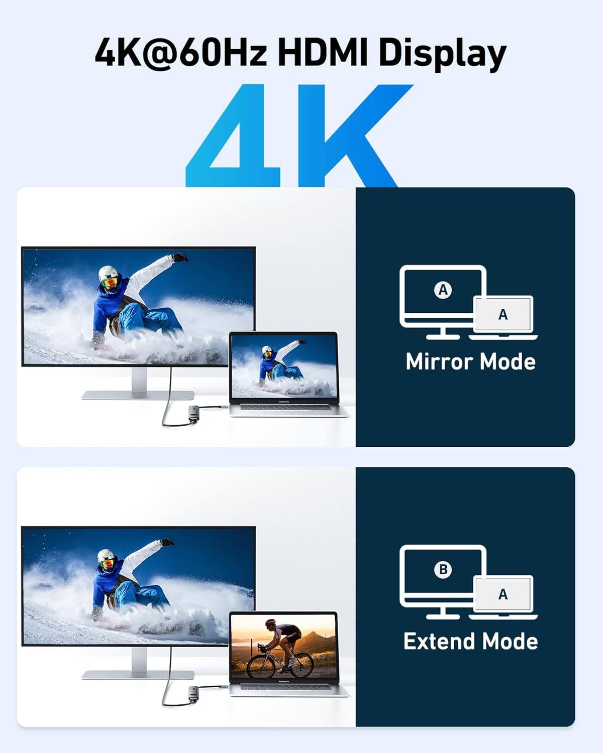 4K@60Hz HDMI Display

4K

Mirror Mode

Extend Mode