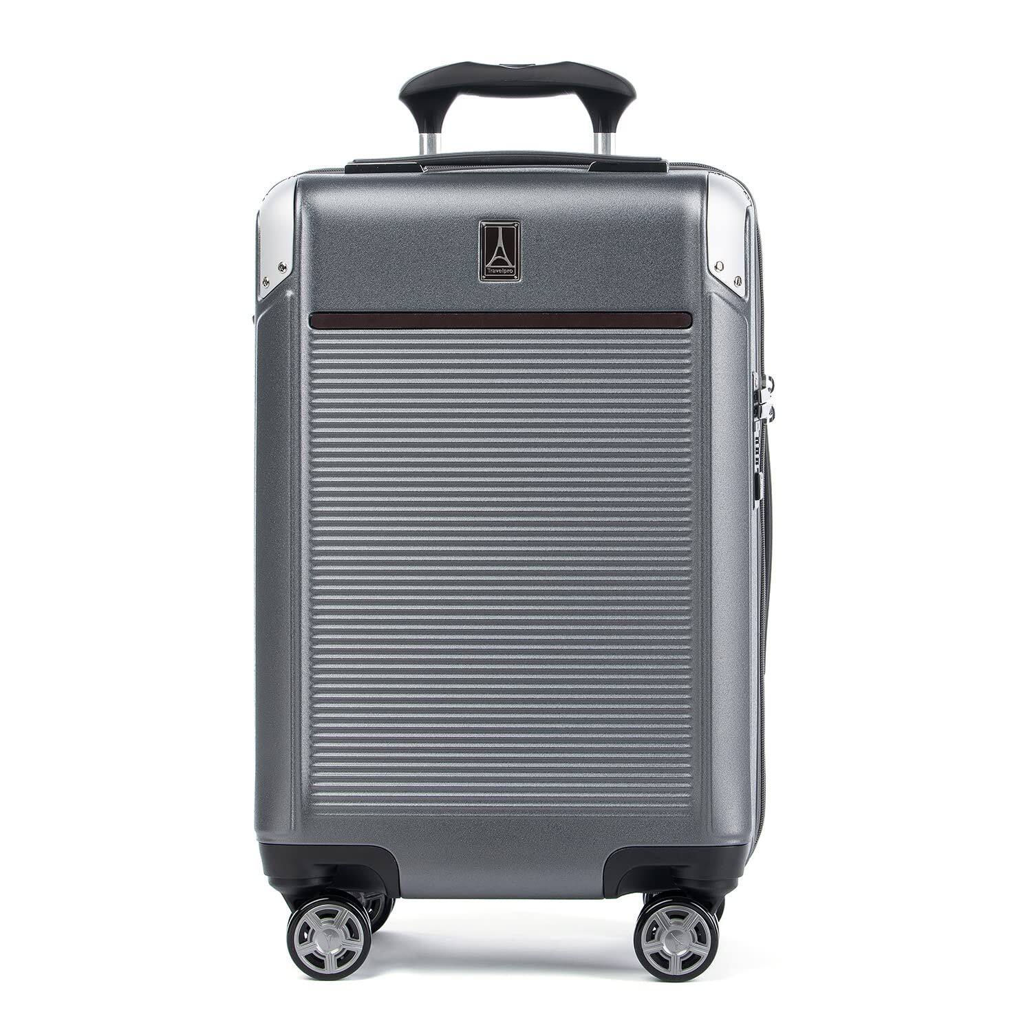 Front. Travelpro - Travelpro Platinum Elite Hardside Expandable Spinner Wheel Luggage TSA Lock Hard Shell Polycarbonate Suitcase - Vintage Grey.